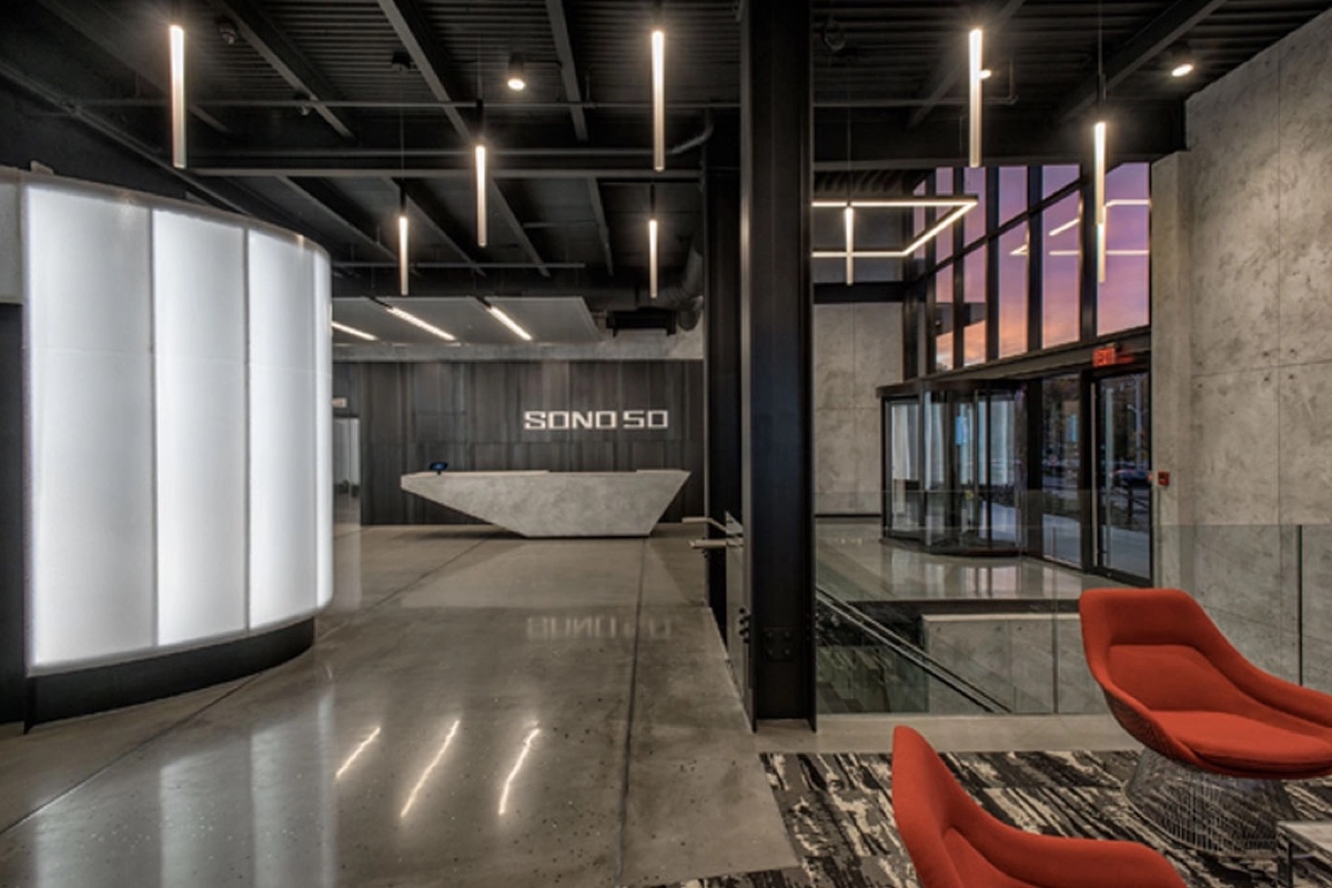 The lobby of the Diray Media offices at SoNo 50 in Norwalk, Connecticut